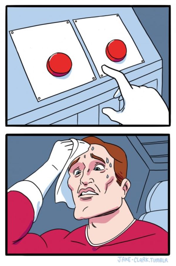 Two Buttons meme about Cabau Lifestyle