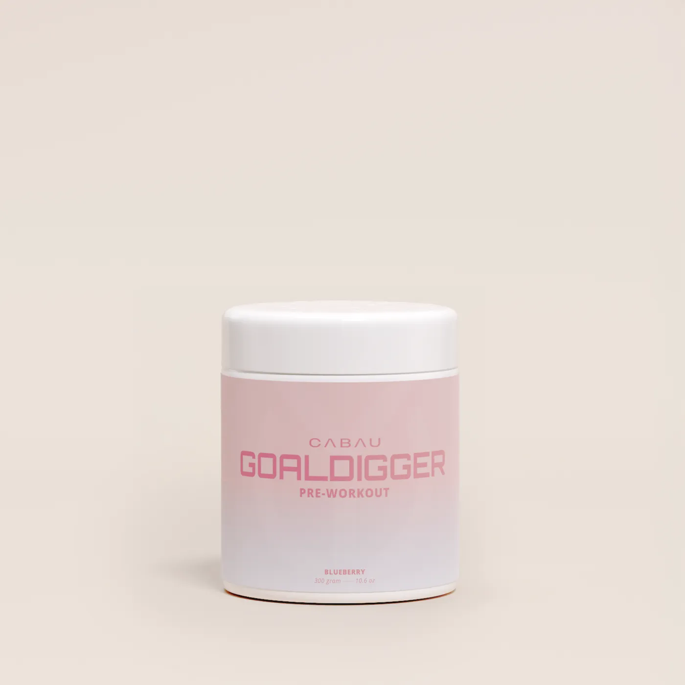 A pink Cabau tub with a gradient label