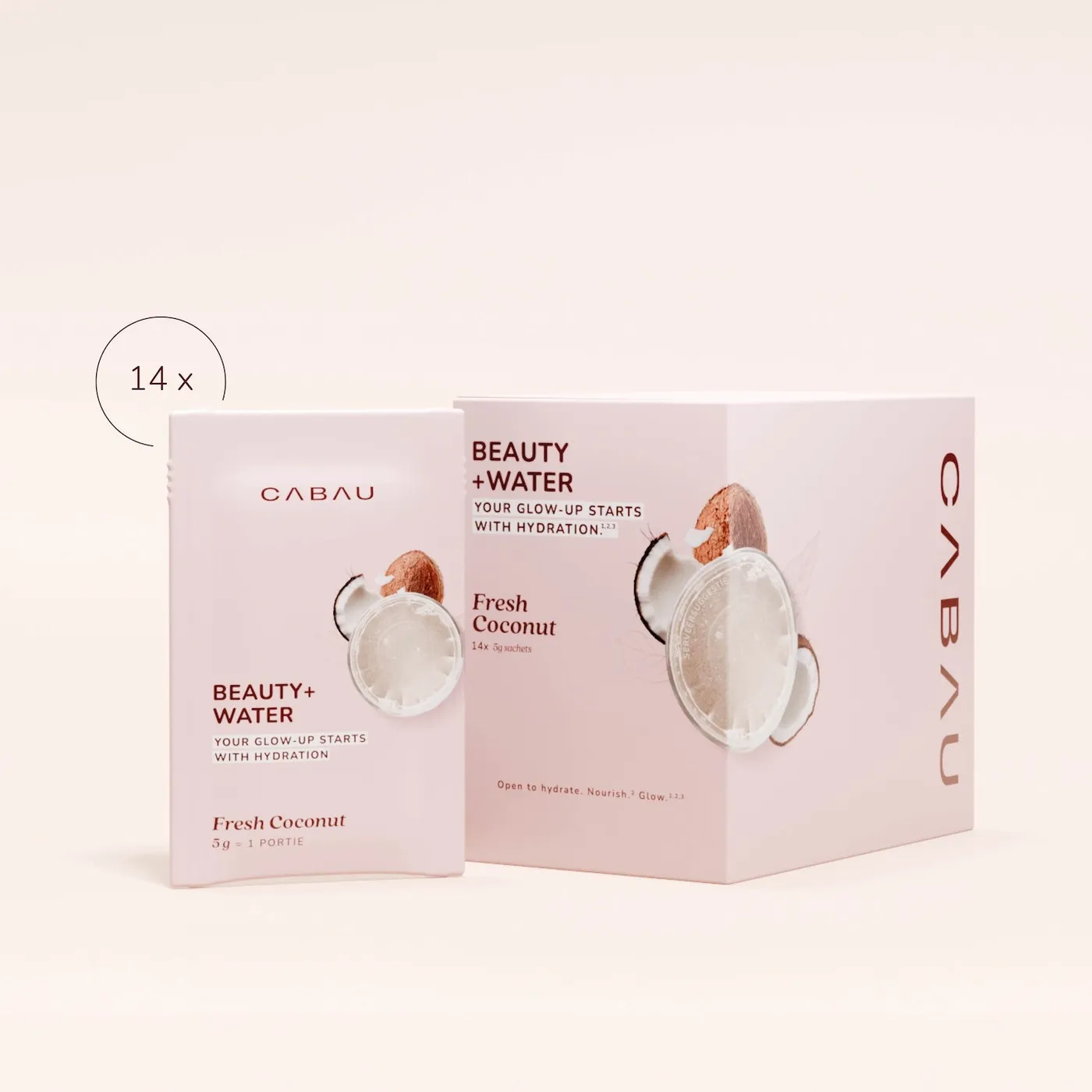 Beauty+Water box with a pink bottle and fruit
