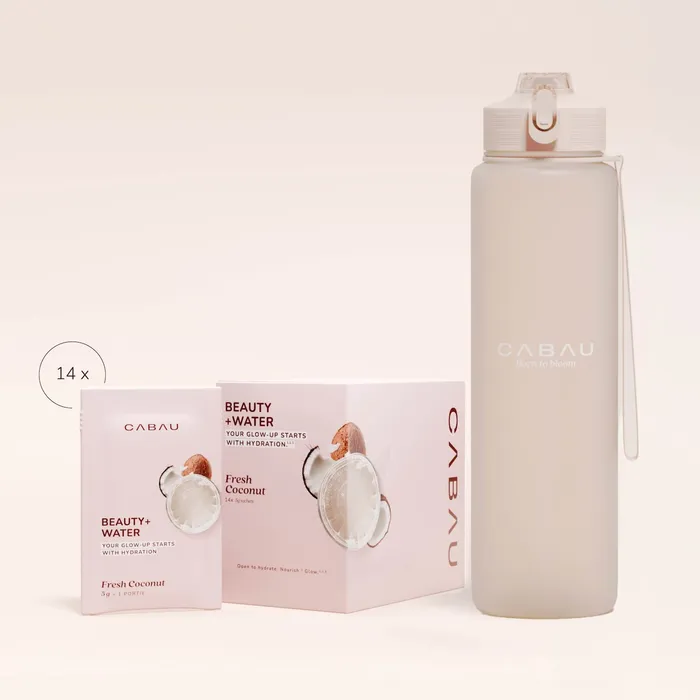 Self-Care Sips box next to a beige bottle